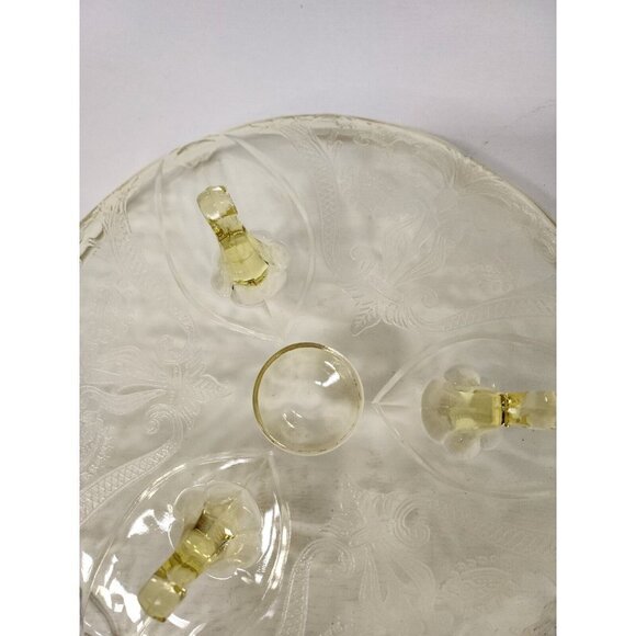 VTG Lancaster Landrum Pattern Yellow Depression Glass Cake Plate Footed Stand - Picture 8 of 10